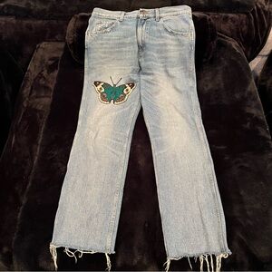 Gucci Butterfly distressed Denim Jeans